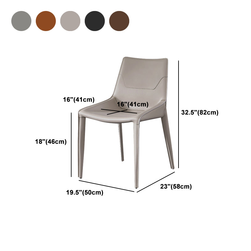 Designer Style Solid Back Home Dining Chair Matte Finish Leather Side Chair