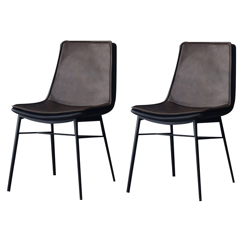 Modern Matte Finish Leather Dining Chair Solid Back Home Side Chair