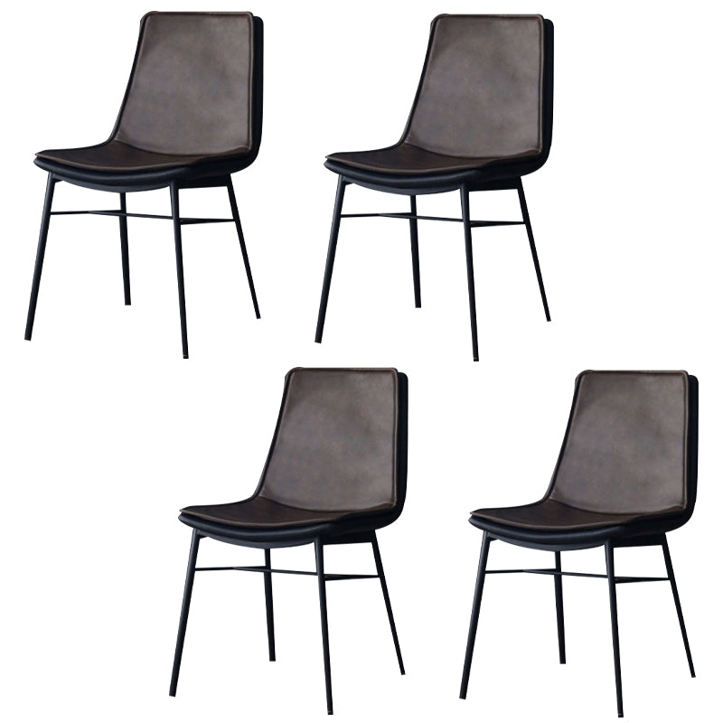 Modern Matte Finish Leather Dining Chair Solid Back Home Side Chair