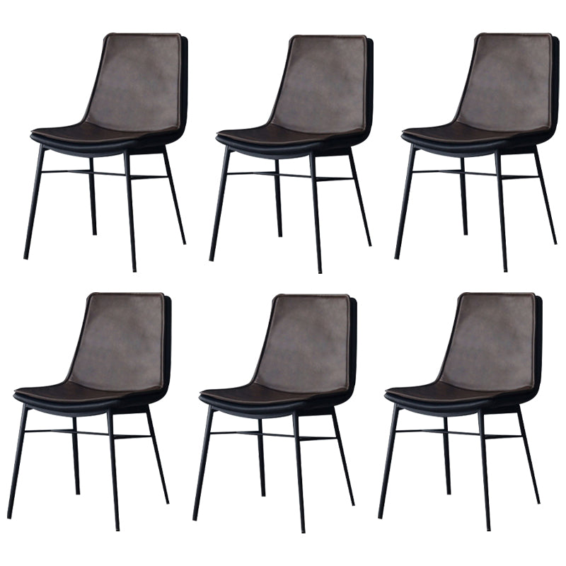 Modern Matte Finish Leather Dining Chair Solid Back Home Side Chair