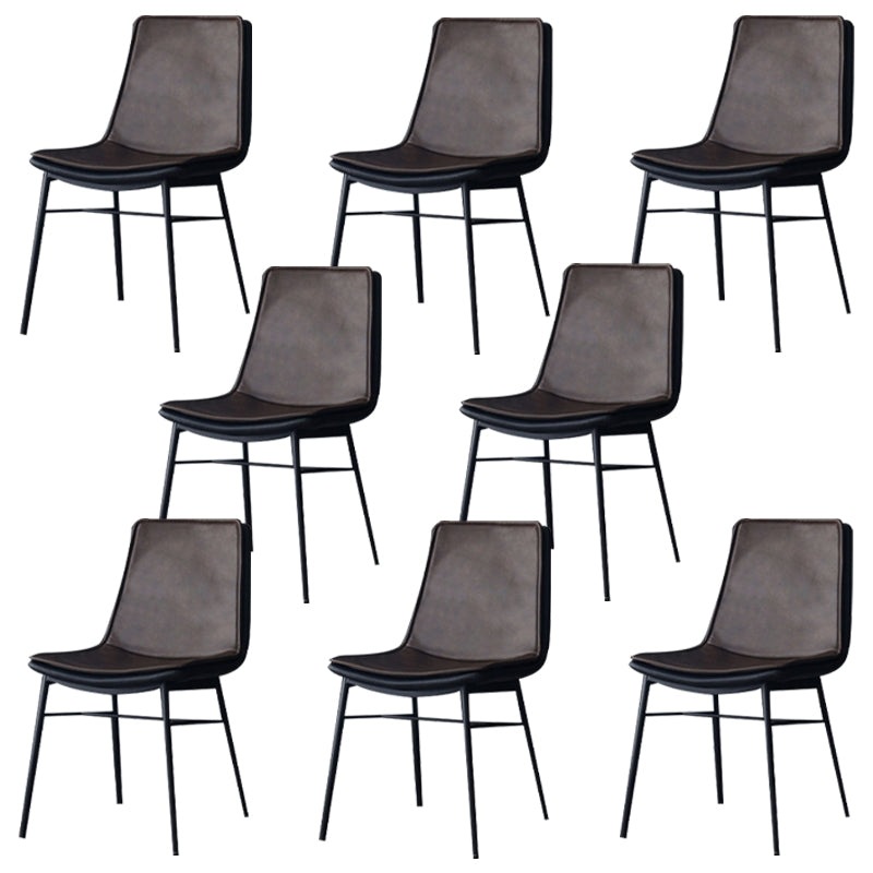 Modern Matte Finish Leather Dining Chair Solid Back Home Side Chair