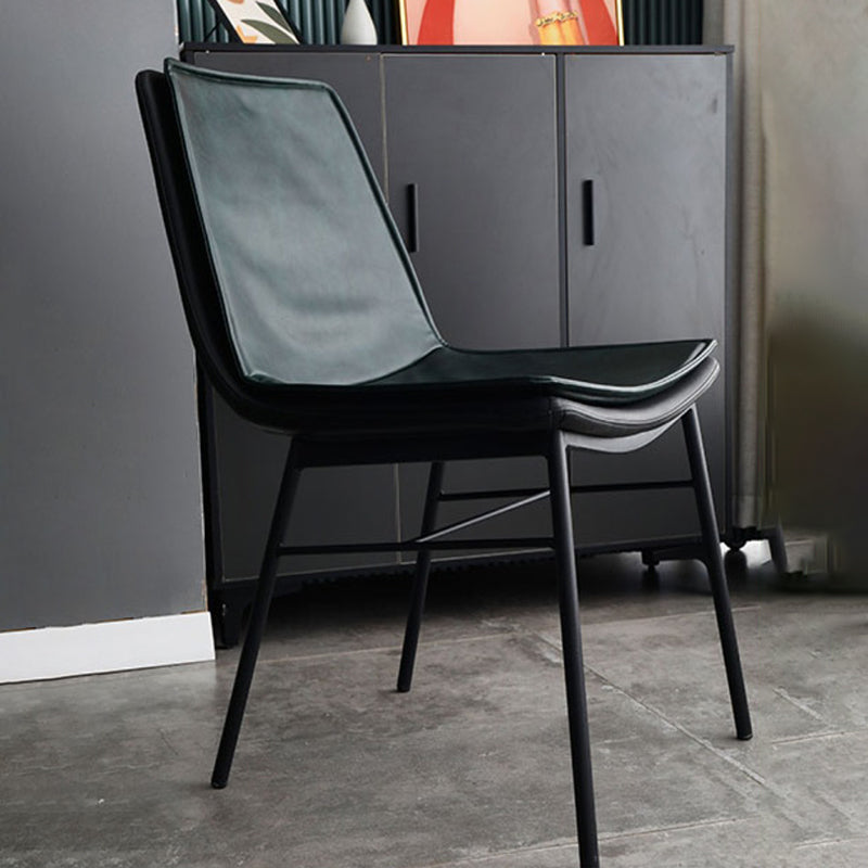 Modern Matte Finish Leather Dining Chair Solid Back Home Side Chair