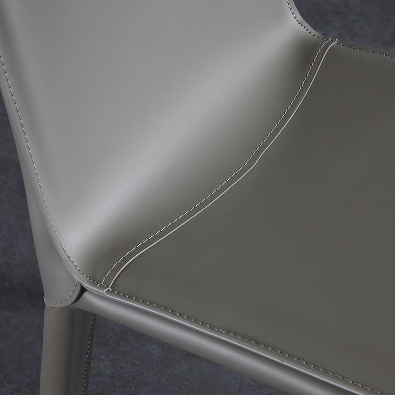 Designer Style Anteroom Solid Back Side Chair Matte Finish Leather Dining Chair