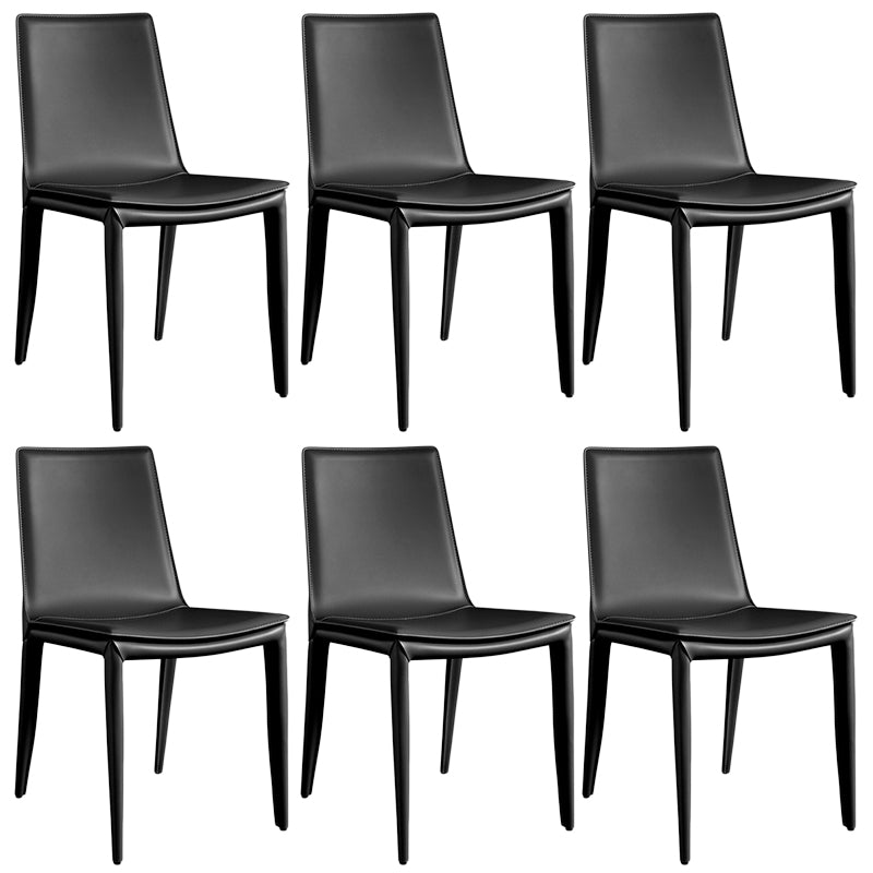 Designer Style Anteroom Solid Back Side Chair Matte Finish Leather Dining Chair