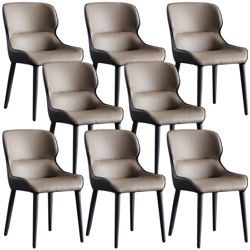 Home Modern Wingback Side Chair Matte Finish Faux Leather Dining Chairs