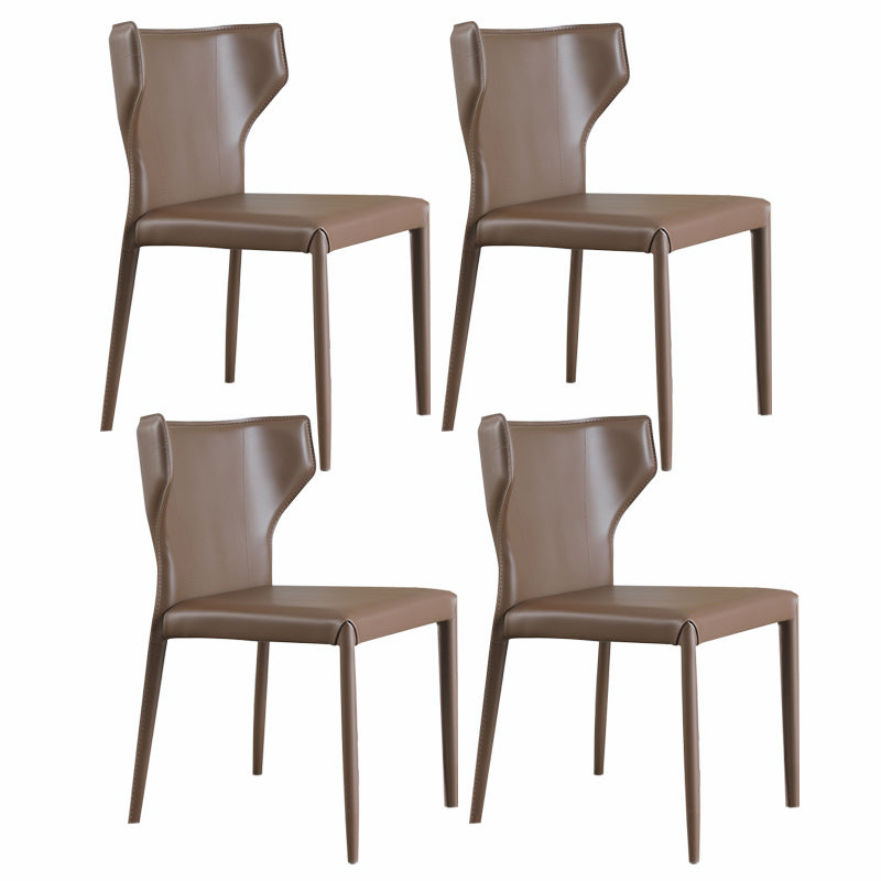 Contemporary Leather Dining Room Chair Wingback Side Armless Chair for Home Use