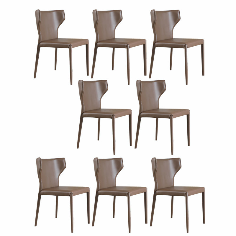 Contemporary Leather Dining Room Chair Wingback Side Armless Chair for Home Use