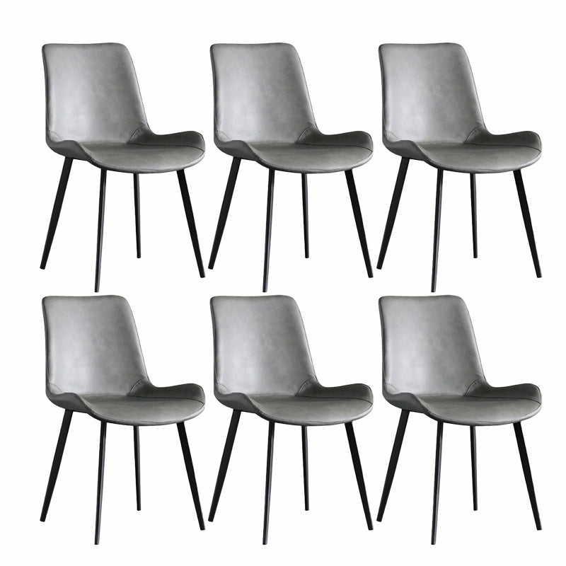 Contemporary Faux Leather Dining Chair Metal Armless Dining Chair for Home Use