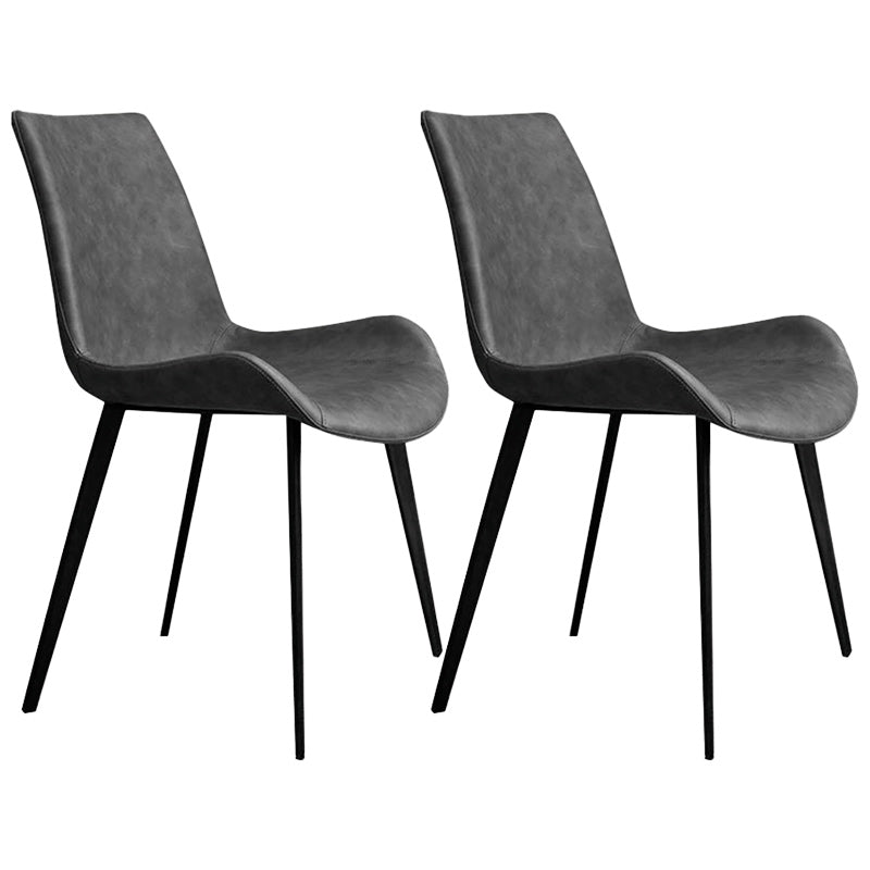 Modern Faux Leather Dining Chairs Metal Armless Dining Chair for Home Use