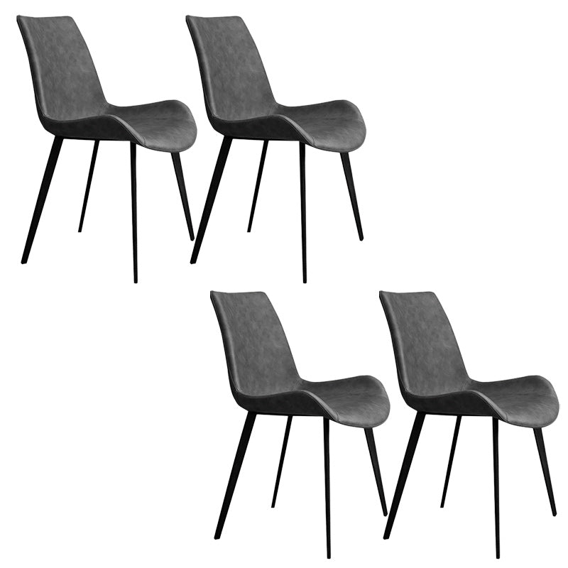 Modern Faux Leather Dining Chairs Metal Armless Dining Chair for Home Use