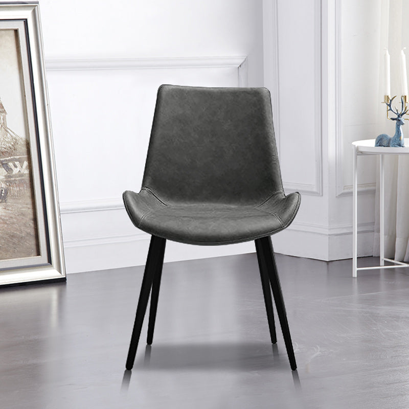 Modern Faux Leather Dining Chairs Metal Armless Dining Chair for Home Use