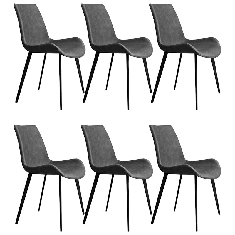 Modern Faux Leather Dining Chairs Metal Armless Dining Chair for Home Use