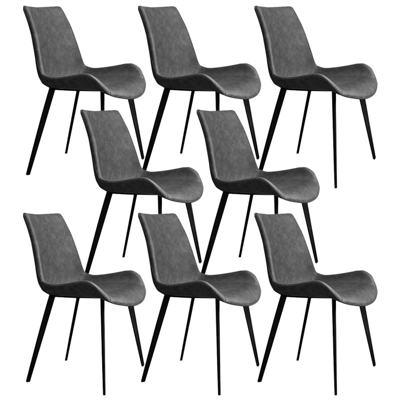 Modern Faux Leather Dining Chairs Metal Armless Dining Chair for Home Use