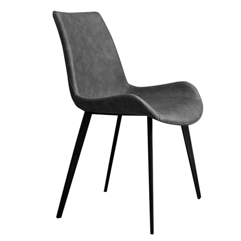 Modern Faux Leather Dining Chairs Metal Armless Dining Chair for Home Use