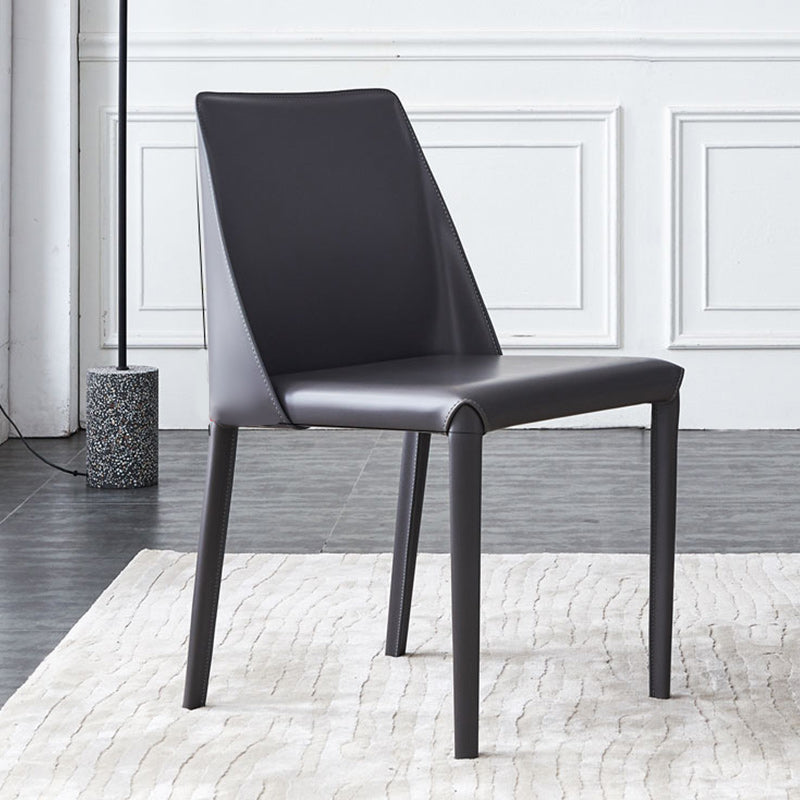 Modern Leather Dining Chairs Metal Armless Dining Chair for Home Use