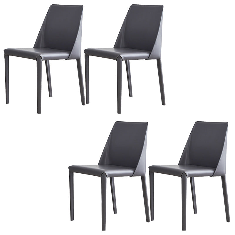 Modern Leather Dining Chairs Metal Armless Dining Chair for Home Use