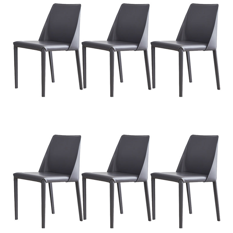 Modern Leather Dining Chairs Metal Armless Dining Chair for Home Use