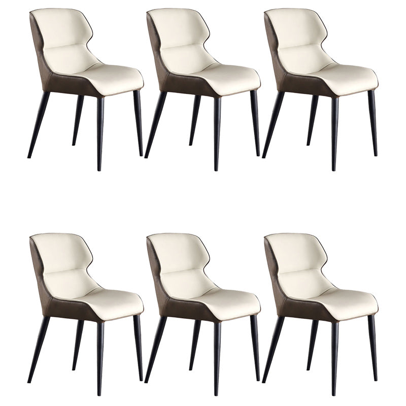 Modern Style Faux Leather Dining Chairs Metal Arm Dining Chair for Home Use