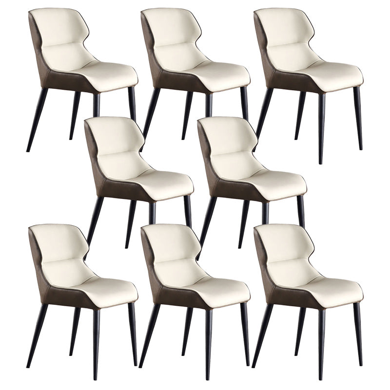 Modern Style Faux Leather Dining Chairs Metal Arm Dining Chair for Home Use