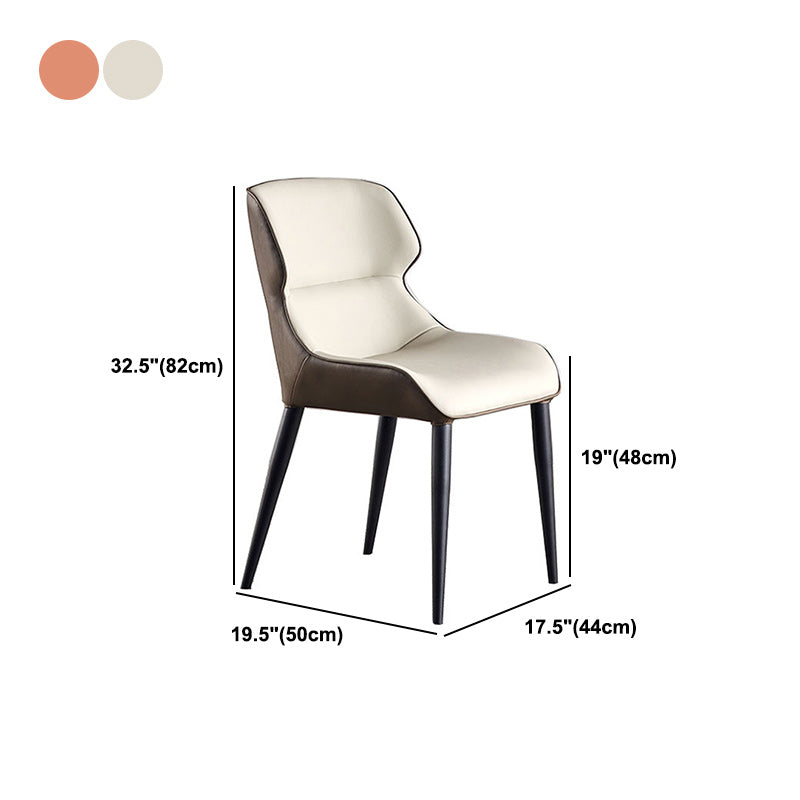 Modern Style Faux Leather Dining Chairs Metal Arm Dining Chair for Home Use