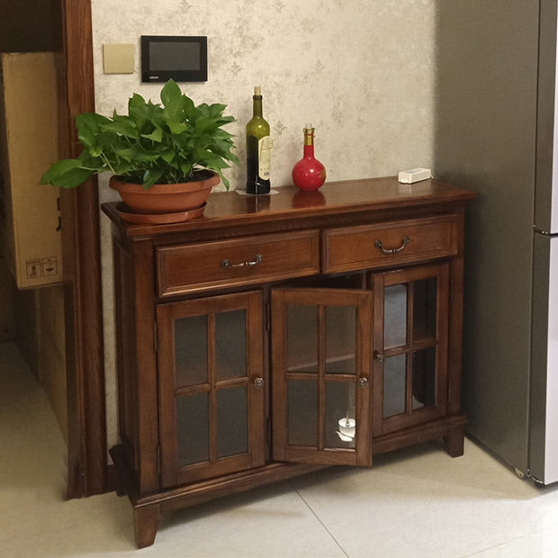 Modern Solid Wood Sideboard Table Brown Sideboard with Door and Drawer