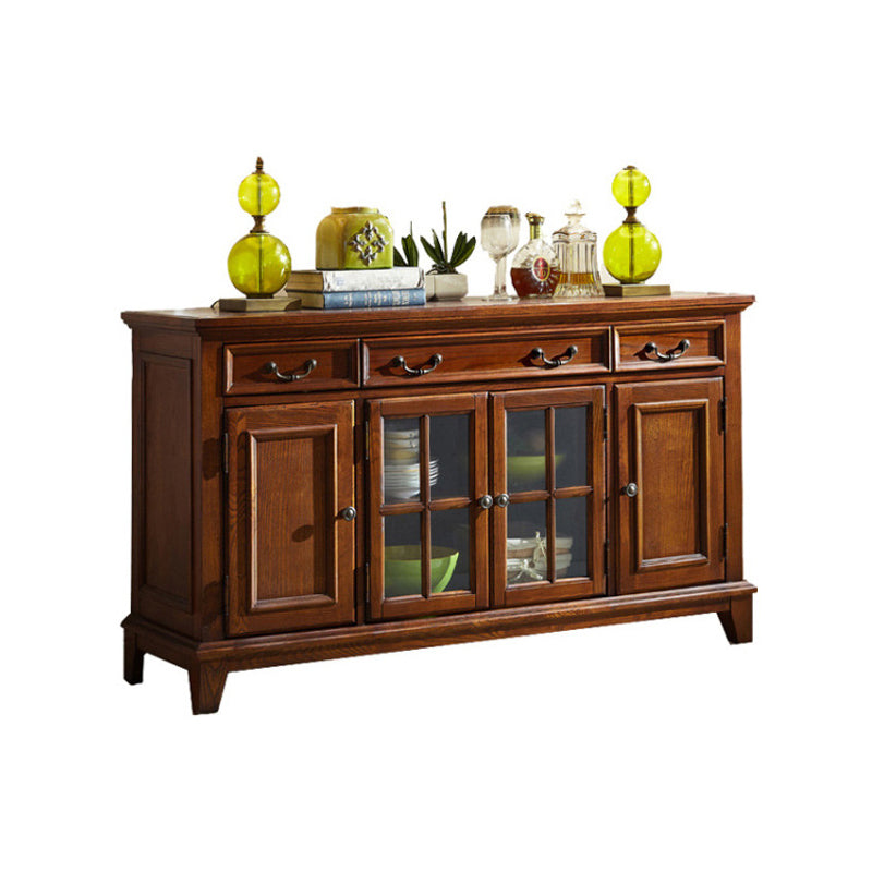 Modern Solid Wood Sideboard Table Brown Sideboard with Door and Drawer