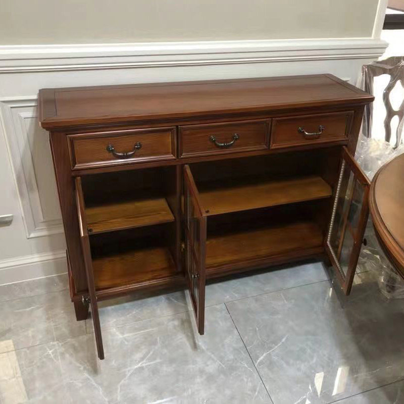 Modern Solid Wood Sideboard Table Brown Sideboard with Door and Drawer