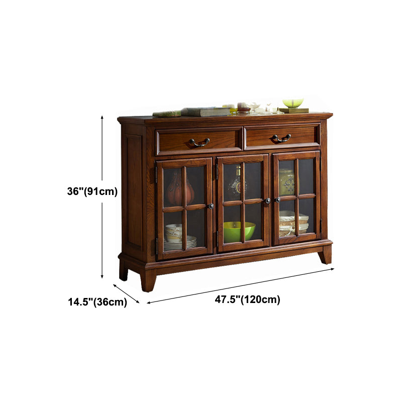 Modern Solid Wood Sideboard Table Brown Sideboard with Door and Drawer