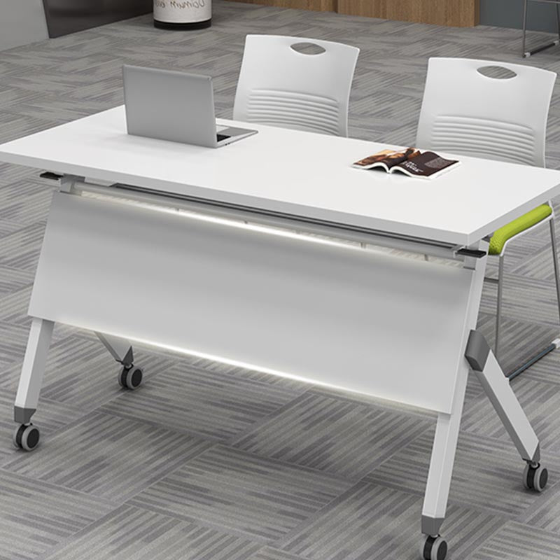 Modern Style Folding Office Desk Manufactured Wood Top Desk with Wheels