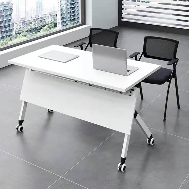 Modern Style Folding Office Desk Manufactured Wood Top Desk with Wheels