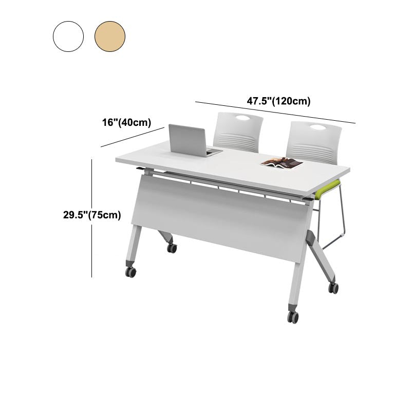 Modern Style Folding Office Desk Manufactured Wood Top Desk with Wheels