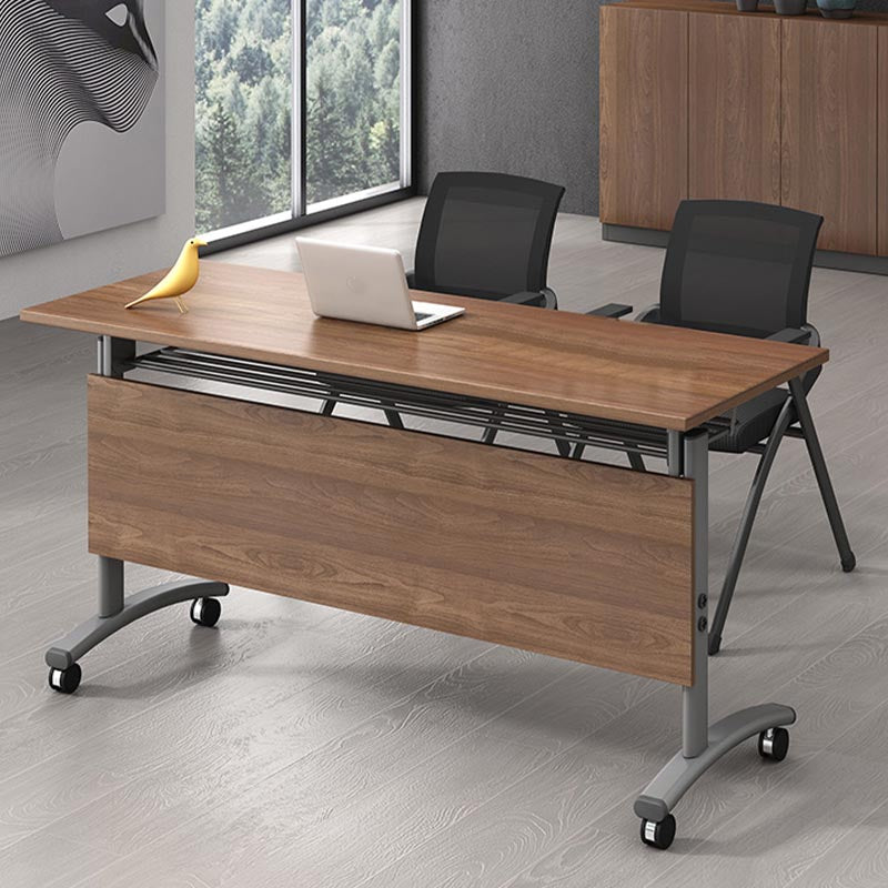 Contemporary Manufactured Wood Desk Rectangular Office Desk with Wheels