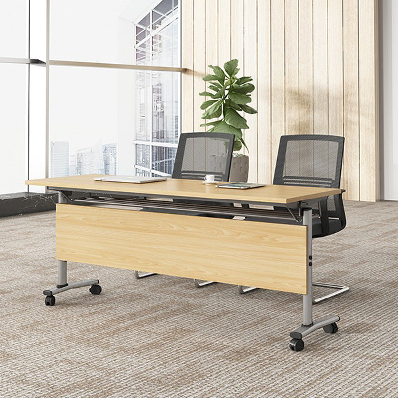 Contemporary Manufactured Wood Desk Rectangular Office Desk with Wheels