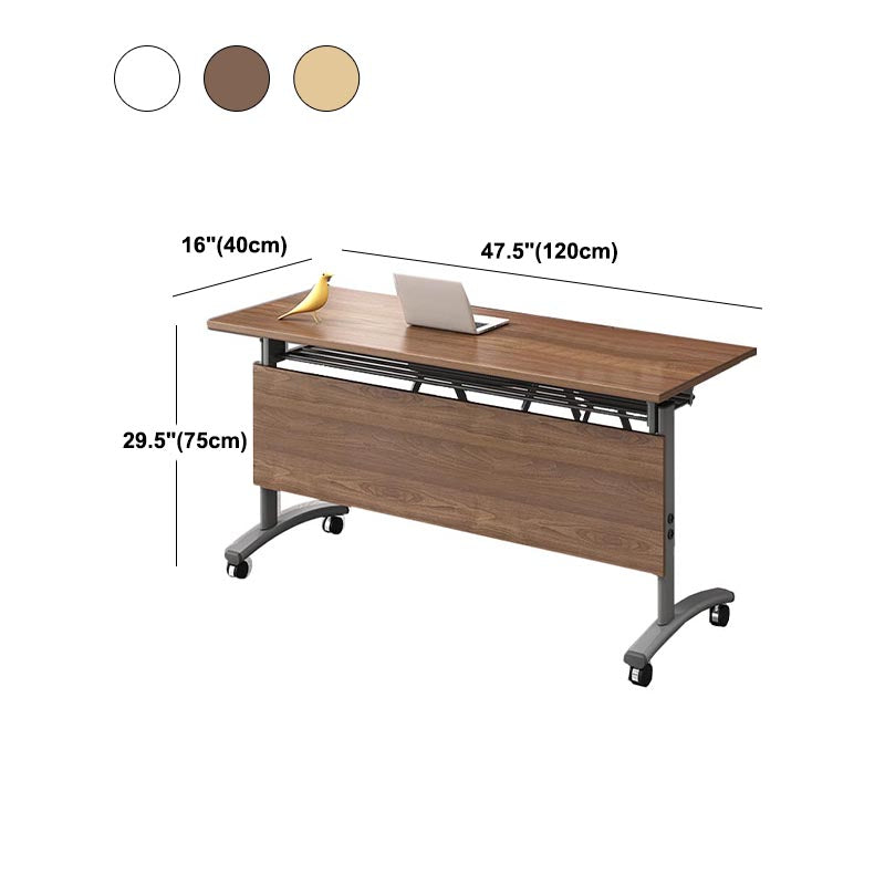 Contemporary Manufactured Wood Desk Rectangular Office Desk with Wheels