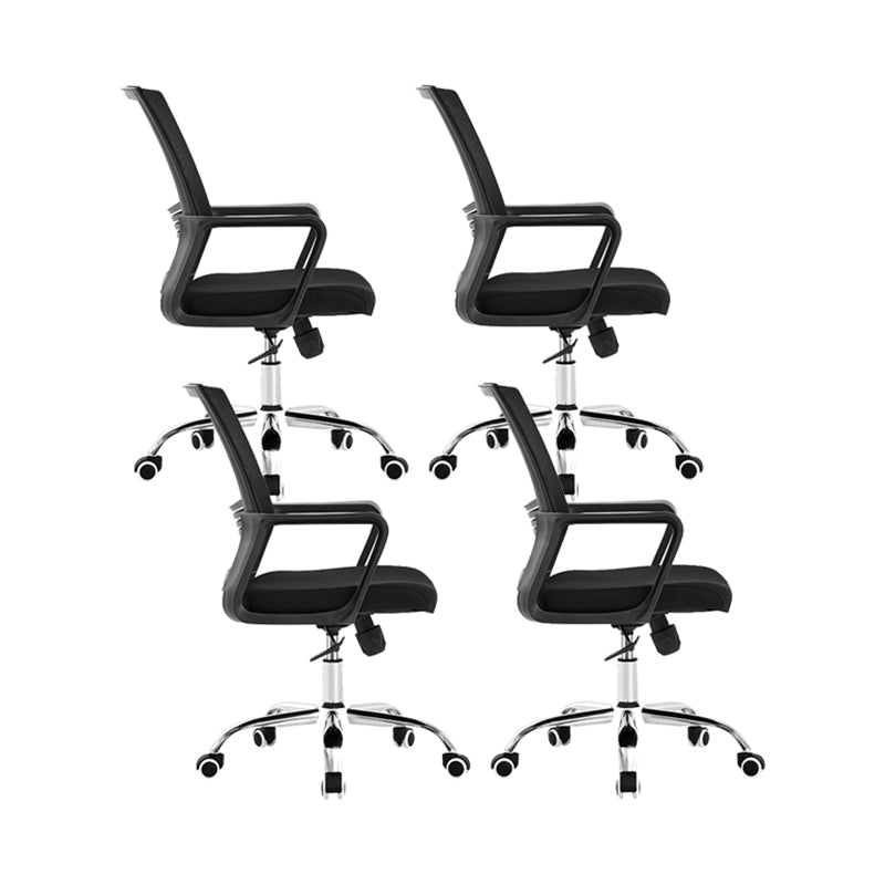 Contemporary Fixed Arm Desk Chair Height-adjustable Ergonomic Desk Chair