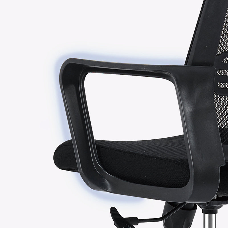 Contemporary Fixed Arm Desk Chair Height-adjustable Ergonomic Desk Chair