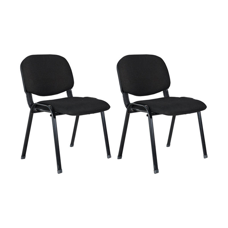 Black Metal Base Conference Chair Contemporary Low Back Armless Chair