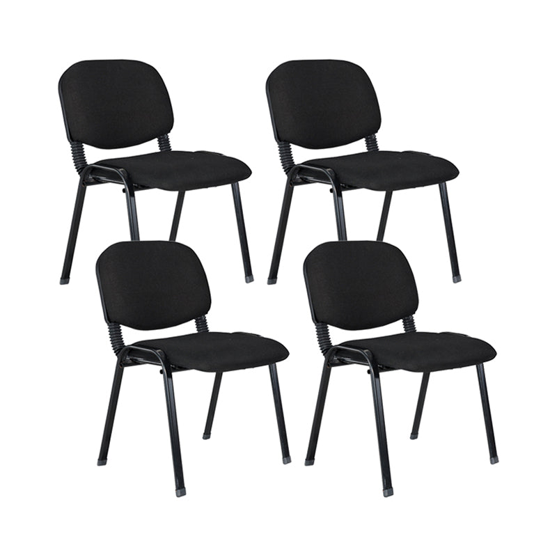 Black Metal Base Conference Chair Contemporary Low Back Armless Chair