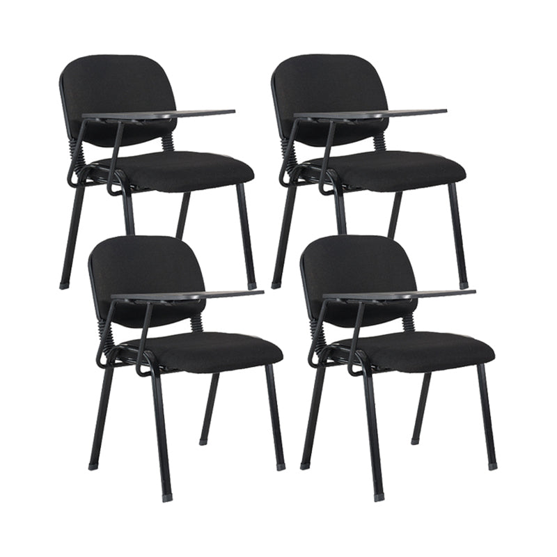 Black Metal Base Conference Chair Contemporary Low Back Armless Chair