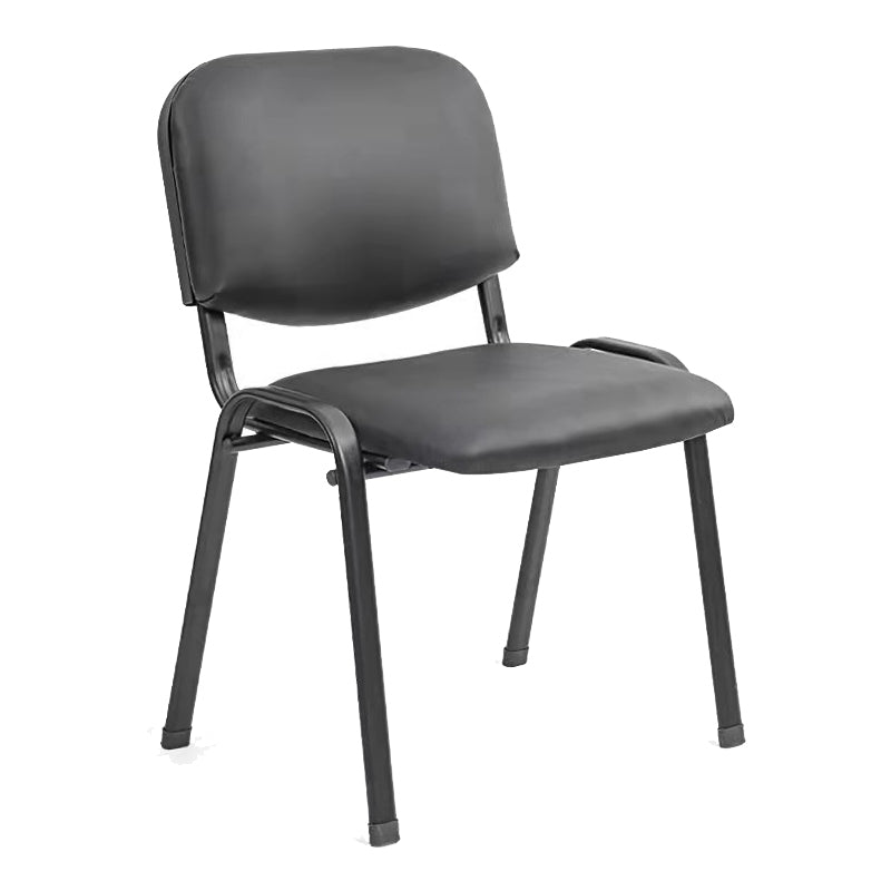 Black Metal Base Conference Chair Contemporary Low Back Armless Chair