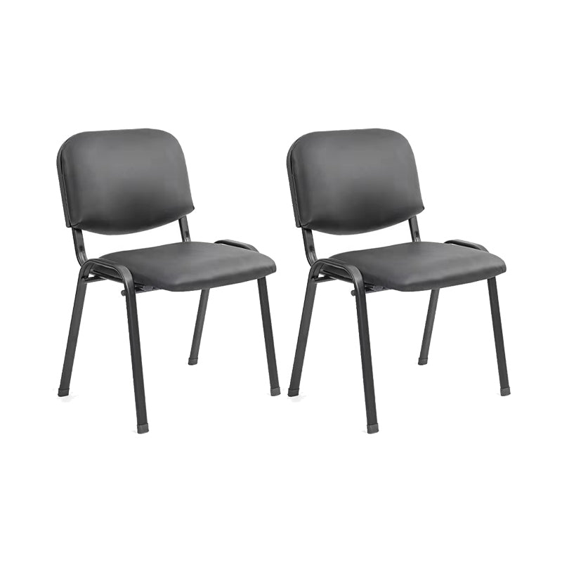 Black Metal Base Conference Chair Contemporary Low Back Armless Chair