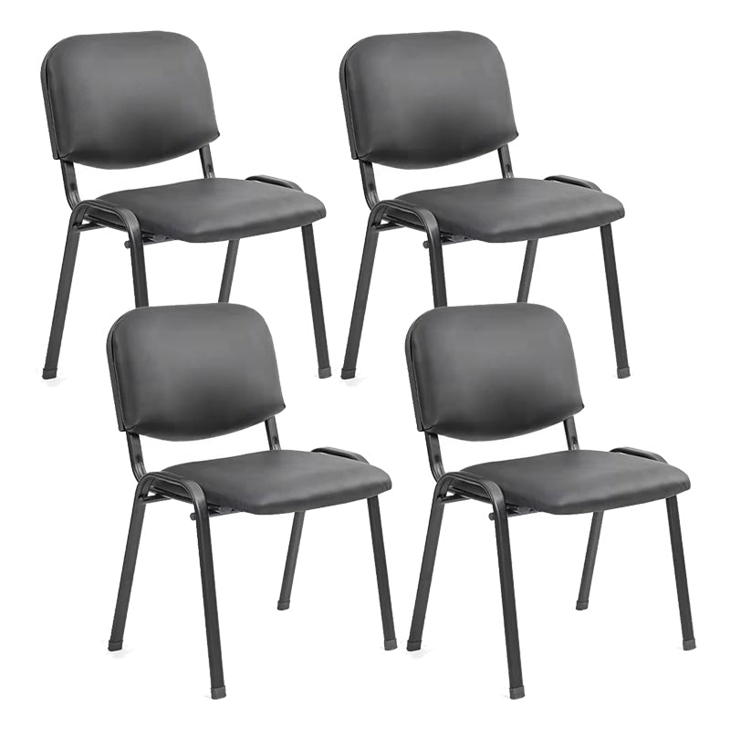 Black Metal Base Conference Chair Contemporary Low Back Armless Chair