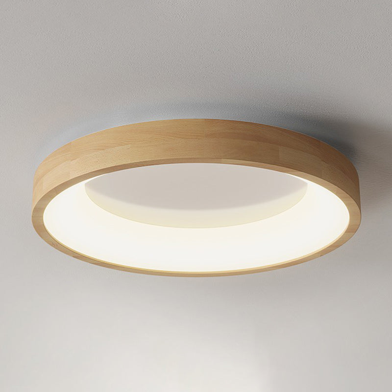 Wood Circle Shape Flush Mount Minimalism Metal Ceiling Flush Mount for Living Room