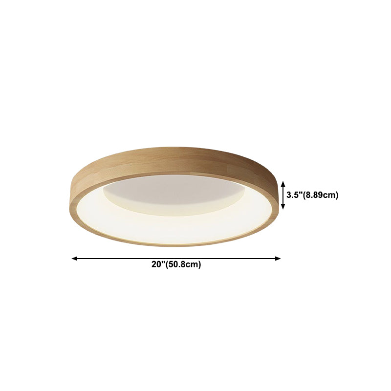 Wood Circle Shape Flush Mount Minimalism Metal Ceiling Flush Mount for Living Room