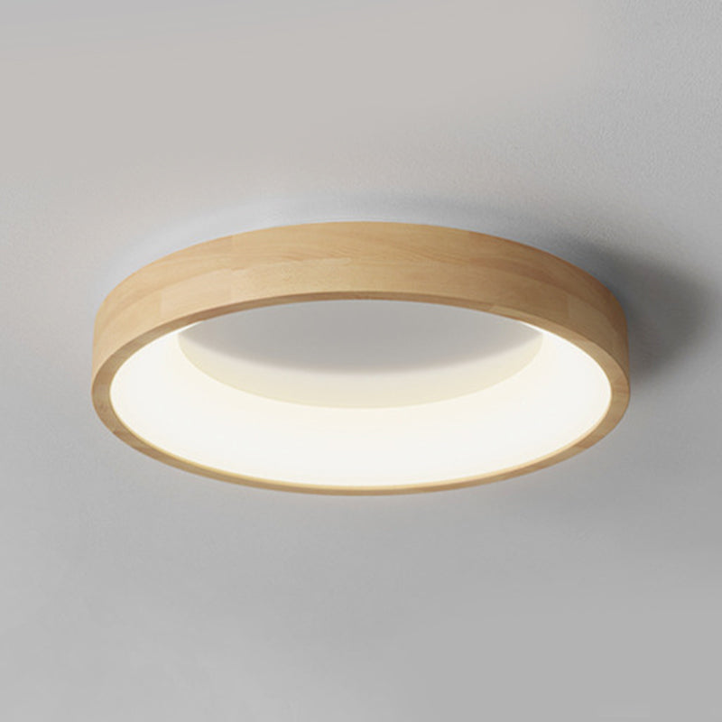 Round Flush Light Fixtures Modern Style Wood 1 Light Flush Ceiling Light