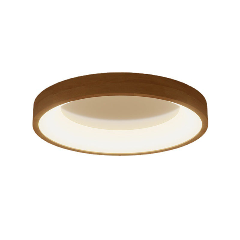 Round Flush Light Fixtures Modern Style Wood 1 Light Flush Ceiling Light