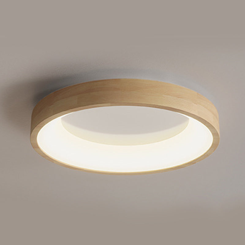 Round Flush Light Fixtures Modern Style Wood 1 Light Flush Ceiling Light