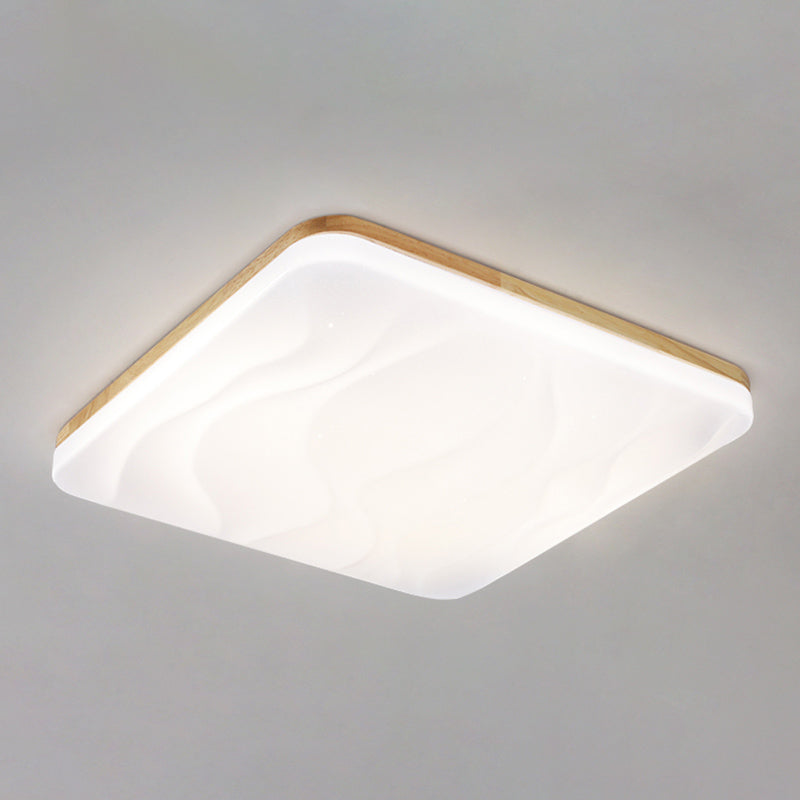 Modern Rectangle Ceiling Light Wood 1 Light LED Flush Mount Light for Bedroom