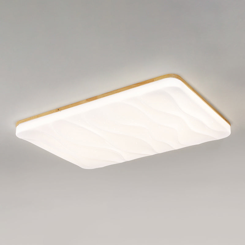 Modern Rectangle Ceiling Light Wood 1 Light LED Flush Mount Light for Bedroom