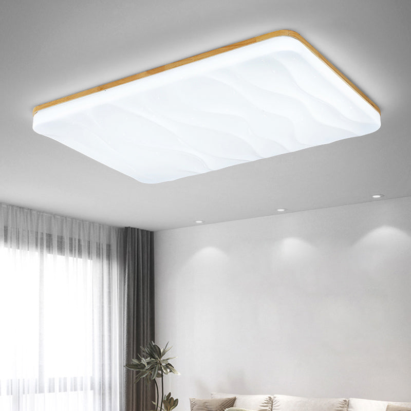 Modern Rectangle Ceiling Light Wood 1 Light LED Flush Mount Light for Bedroom